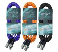 keepdrum Lot de 3 câbles de microphone XLR 6 m Orange Violet Noir
