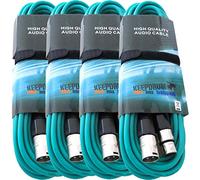 keepdrum Lot de 4 câbles micro verts XLR femelle/XLR mâle 10 m