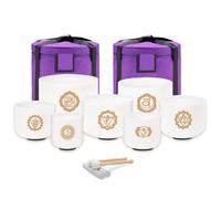 keepdrum Lot de 7 bols chantants en quartz doré - Pour le chakra - Avec accessoires - 15 cm - 15 cm