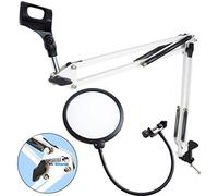 keepdrum NB35 WH Support de microphone avec bras articulé et filtre anti-pop Blanc