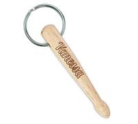 keepdrum Porte-clés personnalisé Mini baguette de batterie avec gravure personnalisable, bois, Mini Drumstick Einzel