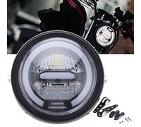 KEEPDSGN Phare LED de moto, rond de avec halo blanc et supports Phare avant universel Phare de réfection des feux de croisement (lumière blanche).