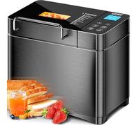 KEEPEEZ Machine à pain à convection 710 W avec double tubes chauffants, forme en céramique, compartiment à ingrédients, écran tactile, tapis de cuisson en acier inoxydable de 1 kg, 17 programmes, sans