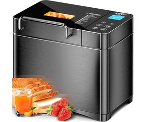 KEEPEEZ Machine à pain à convection 710 W avec double tubes chauffants, forme en céramique, compartiment à ingrédients, écran tactile, tapis de cuisson en acier inoxydable de 1 kg, 17 programmes, sans