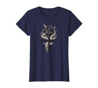 Keeper of Stories : la clé Magique des domaines littéraires T-Shirt, Femme, Bleu Marine, XL