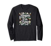 Keeper of The Bees Beekeeper Honeycomb Bee Lover Design Manche Longue