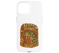 Keeper of The Books Livre de Lecture Dragon Fantasy Library Coque pour iPhone 15