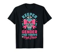 Keeper of The Gender Reveal Free Throws Or Pink Bows Party T-Shirt