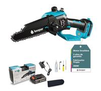Keeper Scie électrique KP6 21 V, 6 pouces, 300 W, rechargeable, tronçonneuse électrique sans fil avec lumière LED, travail continu, coupe bois Ø 80, lame d'arbres fruitiers, livré avec mallette Vert