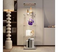 KeepGoon Armoire de Collection Moderne en Verre à Quatre Couches, Vitrine en Verre avec 4 étagères et 1 Portes, avec éclairage LED, Convient pour Le Salon, la Chambre, Le Bureau (Blanc)