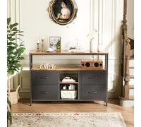 KeepGoon Banc TV, Meuble TV 137x30x77cm, Commode Panneau de Couleur Peau de Tigre, Tiroir Calico rétro avec 4 tiroirs, Armoire de Rangement avec LED, Pieds réglables, Buffet, Entrée