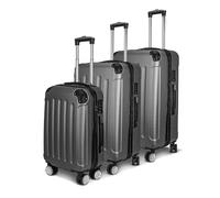 KeepGoon Lot de 3 valises avec 4 roulettes et serrure à combinaison, coque rigide en ABS, poignée télescopique S-M-L, gris foncé, 77×49×28cm, Morden