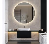 KeepGoon Miroir de salle de bain avec éclairage - Diamètre : 80 cm - Fonction de débogage - Trois niveaux de luminosité - Sans cadre - Pas de ponçage - Miroir de salle de bain