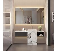 KeepGoon Miroir de salle de bain avec lumineux, 80 x 140 cm, fonction de défogation, réglage de la luminosité à trois niveaux, rectangulaire, sans cadre, sans ponçage, miroir de salle de bain