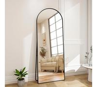 KeepGoon Miroir rond en arc en ciel - Grand - Avec coins arrondis - Miroir mural à suspendre, à poser ou à appuyer - Pour la chambre à coucher - Miroir mural (Noir - Rond, 173×63 cm)