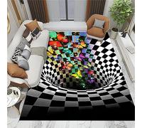 keephen 3D Illusion d’Optique Rectangle Zone Tapis Vortex Tapis Antidérapant 3D Vortex Illusions d’Optique Tapis de Sol pour Salle à Manger Accueil Chambre Chambre Décor