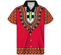 keephen Chemise Africaine Dashiki pour Hommes Style Africain 3D imprimé Bouton de Revers Chemises à Manches Courtes Chemise Africaine Chemisier de Plage Tops