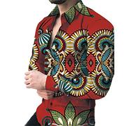 keephen Chemises imprimées Dashiki africaines pour Hommes Chemise décontractée à Manches Longues Hauts Dashiki africains