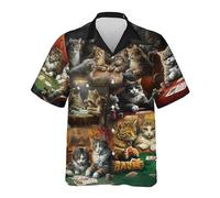 keephen Hommes/Femmes T-Shirt Fantaisie à Manches Courtes Casino Poker Crâne Imprimé 3D Été Revers Aloha Blouse hawaïenne Tropicale Hauts