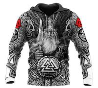 keephen Hommes Viking Hoodies3D Print Viking Ragnar Viking Warrior Mode Loose Long Manches Sweatshirt Pullover Jacket Viking Cosplay Costume