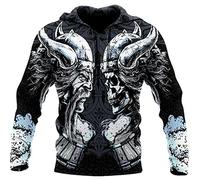 keephen Hommes Viking Hoodies3D Print Viking Ragnar Viking Warrior Mode Loose Long Manches Sweatshirt Pullover Jacket Viking Cosplay Costume