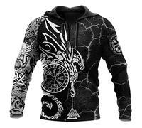 keephen Hommes Viking Hoodies3D Print Viking Ragnar Viking Warrior Mode Loose Long Manches Sweatshirt Pullover Jacket Viking Cosplay Costume