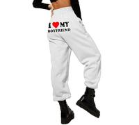 keephen I Love My Boyfriend Joggers Femmes Drôle Lettre 3D Imprimé Pantalon De Jogging Casual Graphique Baggy Pantalon De Survêtement avec Cordon De Serrage Pantalon Streetwear