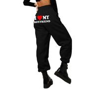 keephen I Love My Boyfriend Joggers Femmes Drôle Lettre 3D Imprimé Pantalon De Jogging Casual Graphique Baggy Pantalon De Survêtement avec Cordon De Serrage Pantalon Streetwear