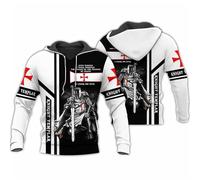 keephen Imprimé en 3D Croix Templiers Sweat à Capuche Hommes Femmes Harajuku Streetwear Cordon de Serrage Sweat à Capuche