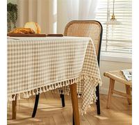 keephen Nappe à Carreaux avec Nappe à Gland Lavable Grille carrée Anti-éclaboussures pour Banquet Cuisine Salle à Manger Décoration de Table