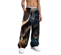 keephen Pantalon Large pour Hommes à Motif Vertige avec Taille à Cordon