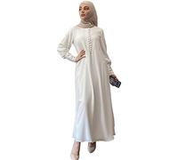 keephen Robe Musulmane Solide en Mousseline de Soie perlée Abaya pour Les Femmes Robes Maxi Turques Dubai Abaya Robe Caftan Islamique