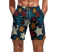keephen Shorts pour Hommes à Taille élastique imprimée Stars Courts décontractés d'été pour la Plage avec Poches Shorts Sportifs pour l'entraînement et Les Vacances