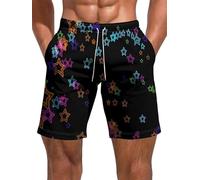 keephen Shorts pour Hommes à Taille élastique imprimée Stars Courts décontractés d'été pour la Plage avec Poches Shorts Sportifs pour l'entraînement et Les Vacances