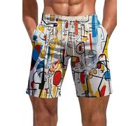 keephen Shorts pour Hommes à Taille élastique imprimée Stars Courts décontractés d'été pour la Plage avec Poches Shorts Sportifs pour l'entraînement et Les Vacances
