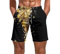 keephen Shorts pour Hommes à Taille élastique imprimée Stars Courts décontractés d'été pour la Plage avec Poches Shorts Sportifs pour l'entraînement et Les Vacances