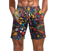 keephen Shorts pour Hommes à Taille élastique imprimée Stars Courts décontractés d'été pour la Plage avec Poches Shorts Sportifs pour l'entraînement et Les Vacances