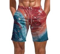 keephen Shorts pour Hommes à Taille élastique imprimée Stars Courts décontractés d'été pour la Plage avec Poches Shorts Sportifs pour l'entraînement et Les Vacances