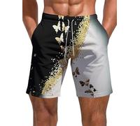 keephen Shorts pour Hommes à Taille élastique imprimée Stars Courts décontractés d'été pour la Plage avec Poches Shorts Sportifs pour l'entraînement et Les Vacances