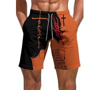 keephen Shorts pour Hommes à Taille élastique imprimée Stars Courts décontractés d'été pour la Plage avec Poches Shorts Sportifs pour l'entraînement et Les Vacances