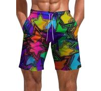 keephen Shorts pour Hommes à Taille élastique imprimée Stars Courts décontractés d'été pour la Plage avec Poches Shorts Sportifs pour l'entraînement et Les Vacances