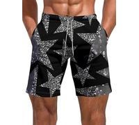 keephen Shorts pour Hommes à Taille élastique imprimée Stars Courts décontractés d'été pour la Plage avec Poches Shorts Sportifs pour l'entraînement et Les Vacances