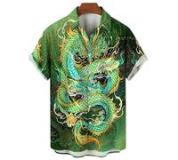 keephenDE Chemises hawaïennes décontractées pour Hommes Dragon Tiger 3D Bouton à Manches Courtes Tropical Holiday Beach Aloha Shirt