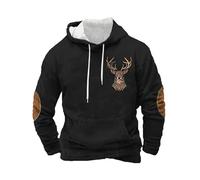 keephenDE Homme Chasse au cerf Sweat à Capuche imprimé à Manches Longues Cordon de Serrage Sweat-Shirts Sweats à Capuche de Rue en Plein air avec Poche