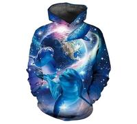 keephenDE Imprimé en 3D Dauphin Graphique Polaire Sweatshirts pour Hommes Femmes Cordon de Serrage à Capuche Streetwear Tops décontractés avec Poche