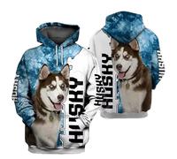 keephenDE Sweat à Capuche imprimé en 3D de l'animal Husky Dog Sweatshirt Homme Femme Harajuku Pet Dog Manteau Streetwear Casual Veste à Capuche avec Fermeture éclair