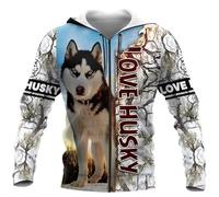 keephenDE Sweat à Capuche imprimé en 3D de l'animal Husky Dog Sweatshirt Homme Femme Harajuku Pet Dog Manteau Streetwear Casual Veste à Capuche avec Fermeture éclair