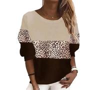 keephenDE Sweat-Shirts pour Femmes Léopard Bloc de Couleur Impression 3D T-Shirts à Manches Longues Nouveauté Graphique Pull Pull T-Shirts