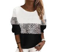 keephenDE Sweat-Shirts pour Femmes Léopard Bloc de Couleur Impression 3D T-Shirts à Manches Longues Nouveauté Graphique Pull Pull T-Shirts