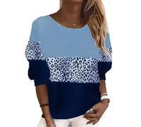 keephenDE Sweat-Shirts pour Femmes Léopard Bloc de Couleur Impression 3D T-Shirts à Manches Longues Nouveauté Graphique Pull Pull T-Shirts